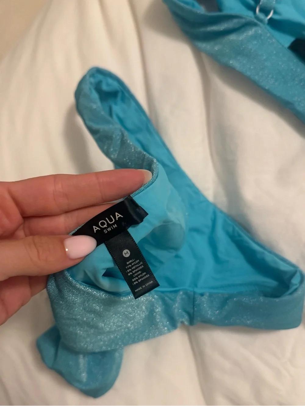 SET: Bloomingdales Aqua Blue Sparkly Swimsuit